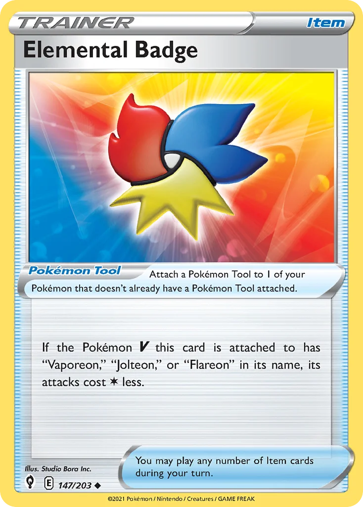 Elemental Badge 147 Evolving Skies Pokemon Card