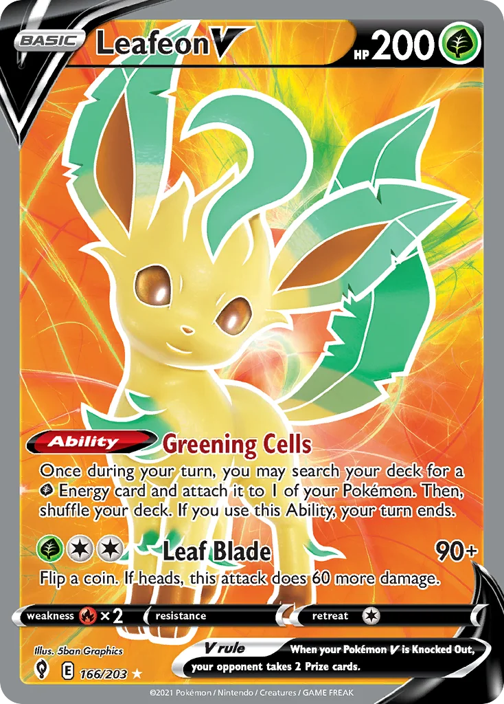 Leafeon V 166 Evolving Skies Pokemon Card