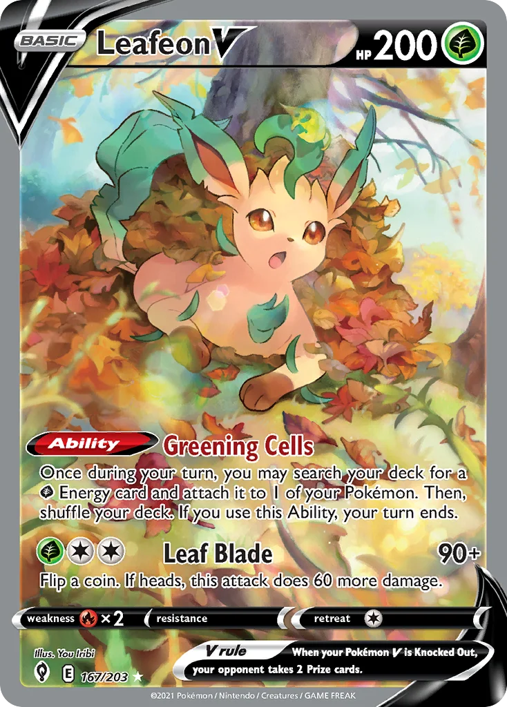 Leafeon V 167 Evolving Skies Pokemon Card