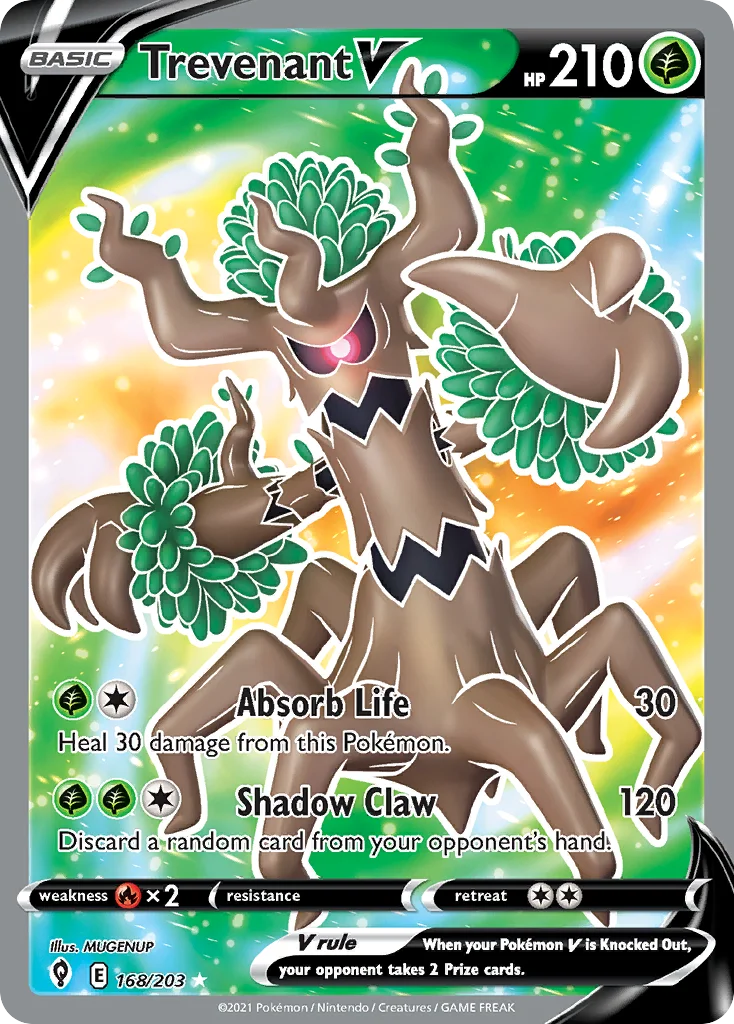 Trevenant V 168 Evolving Skies Pokemon Card