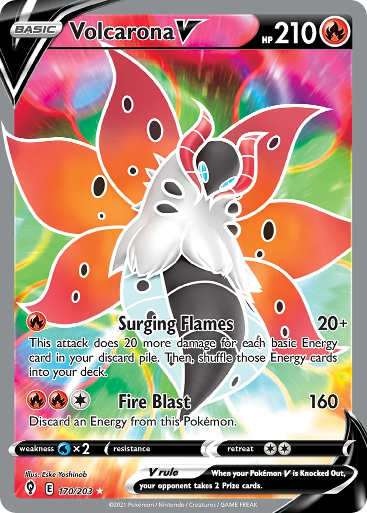 Volcarona V 170 Evolving Skies Pokemon Card