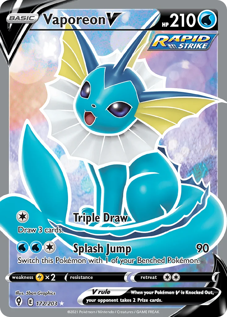 Vaporeon V 172 Evolving Skies Pokemon Card
