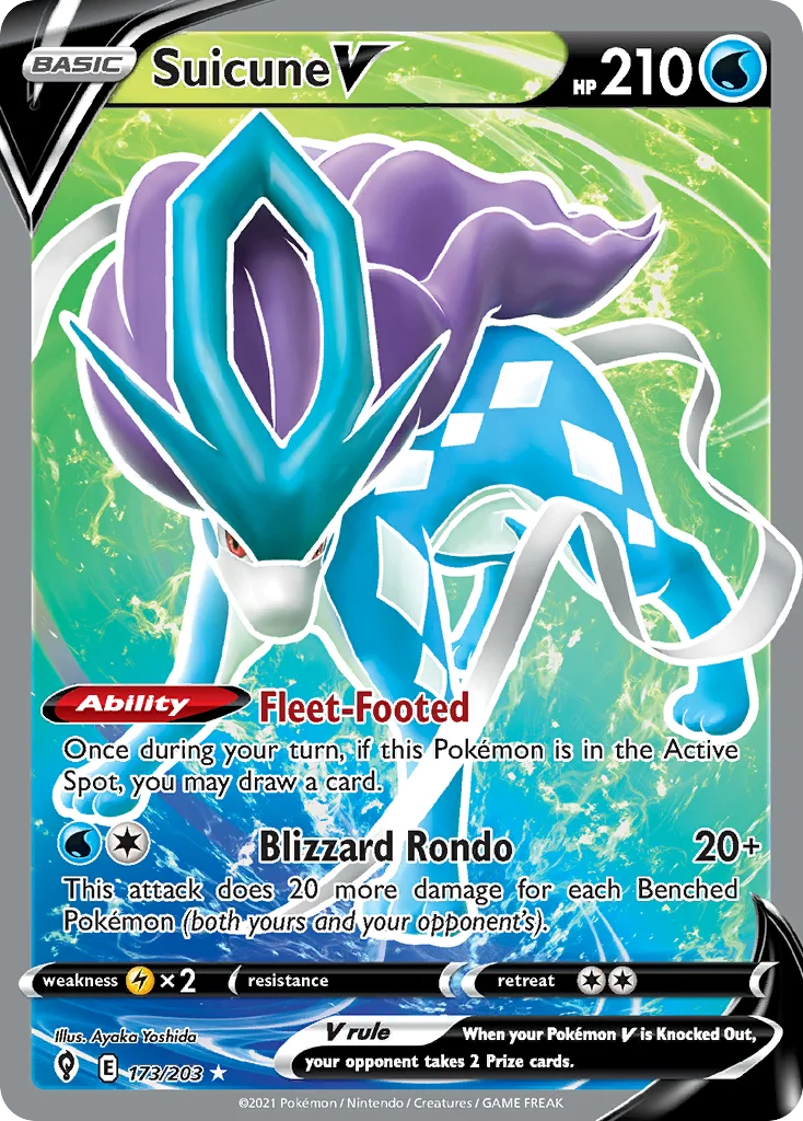 Suicune V 173 Evolving Skies Pokemon Card