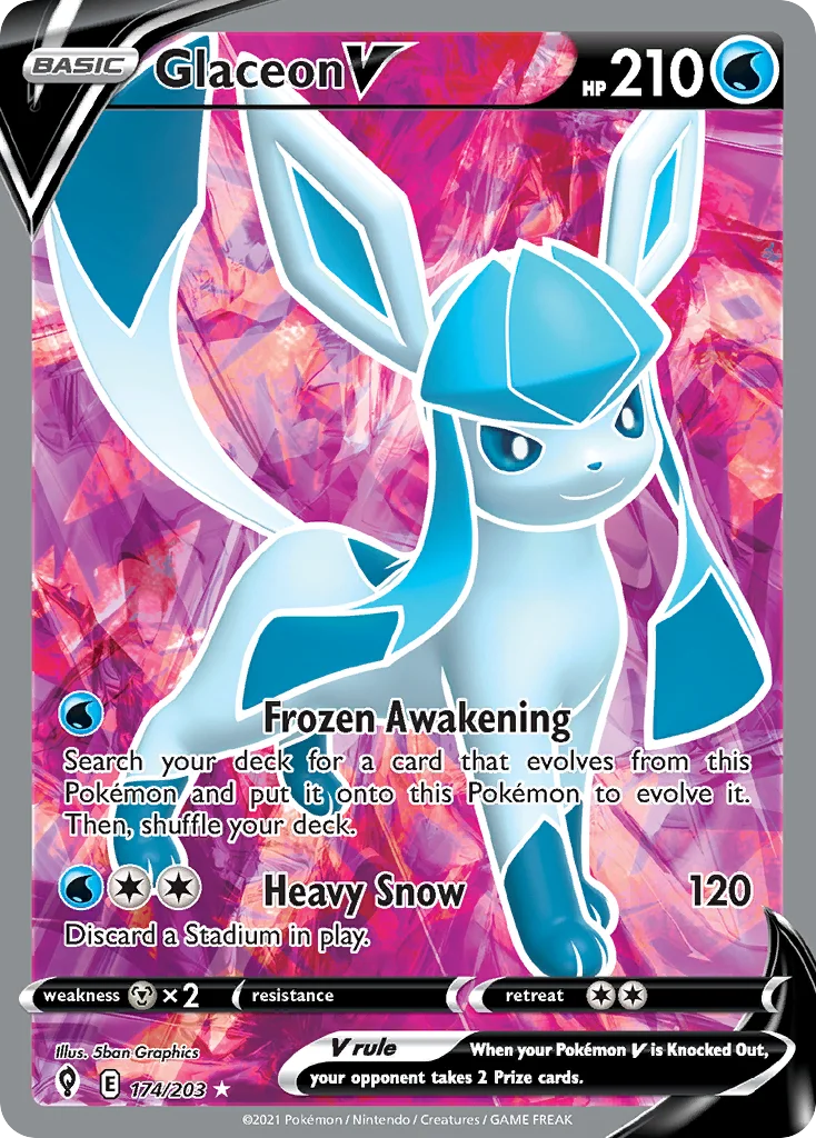 Glaceon V 174 Evolving Skies Pokemon Card
