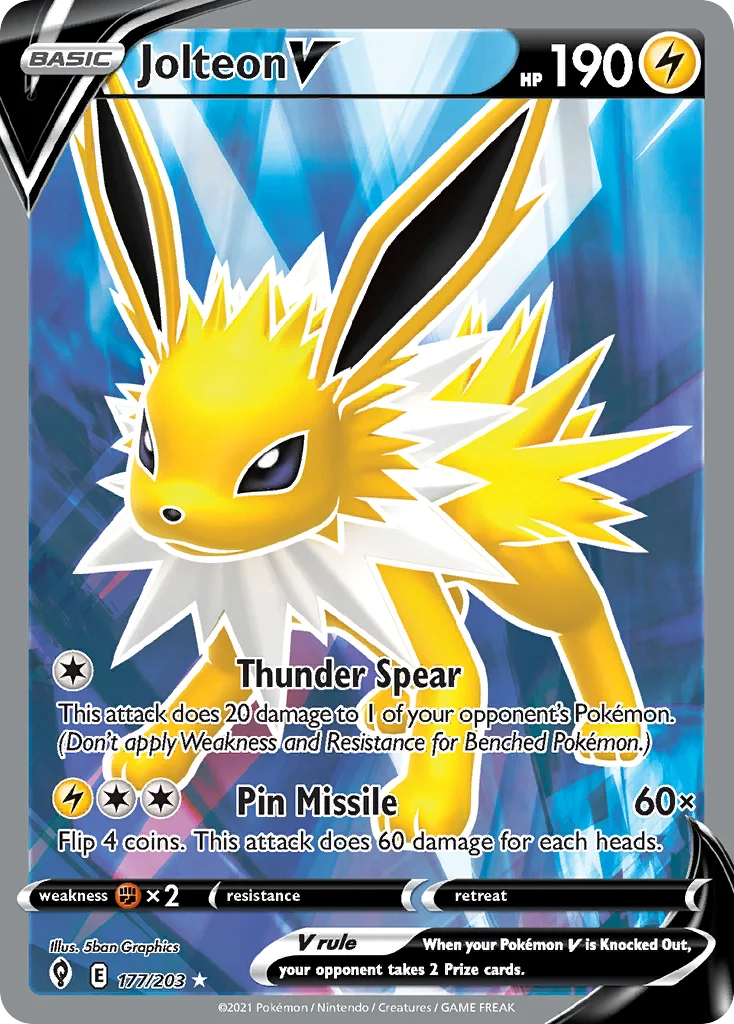 Jolteon V 177 Evolving Skies Pokemon Card