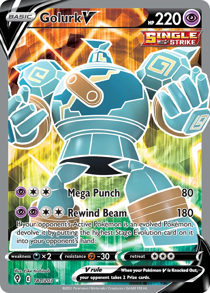 Golurk V 181 Evolving Skies Pokemon Card