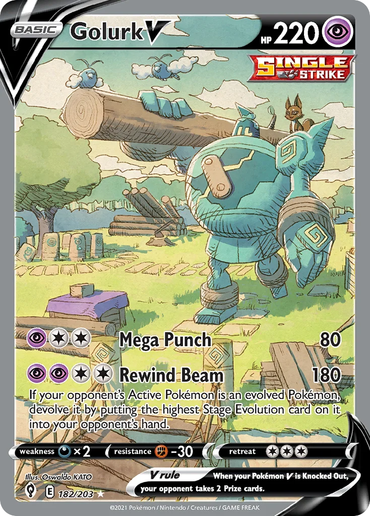 Golurk V 182 Evolving Skies Pokemon Card