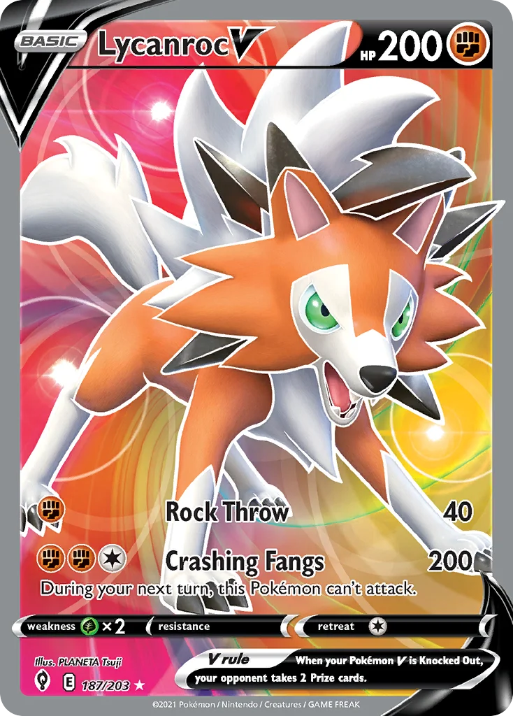 Lycanroc V 187 Evolving Skies Pokemon Card