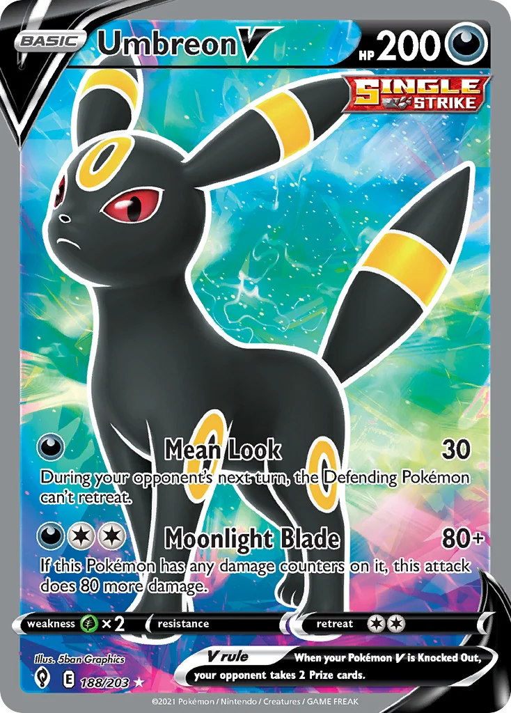 Umbreon V 188 Evolving Skies Pokemon Card