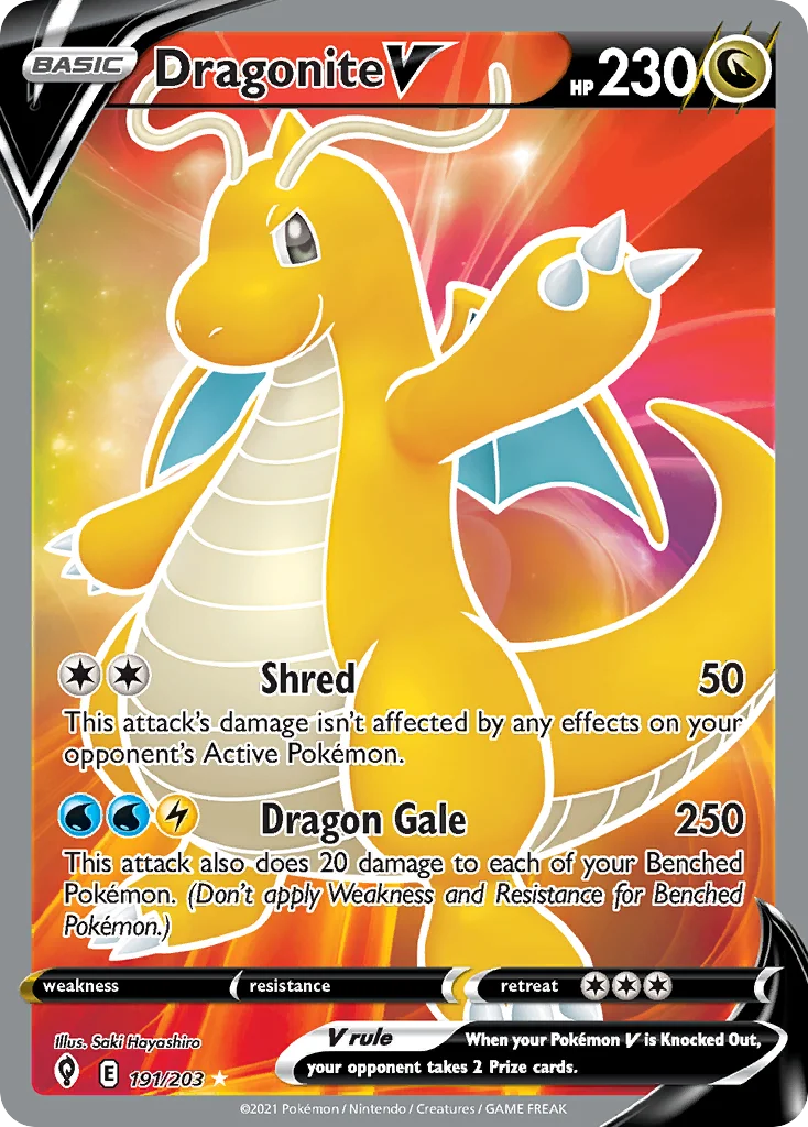 Dragonite V 191 Evolving Skies Pokemon Card