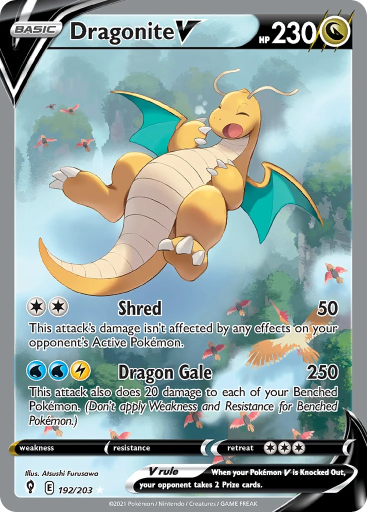 Dragonite V 192 Evolving Skies Pokemon Card
