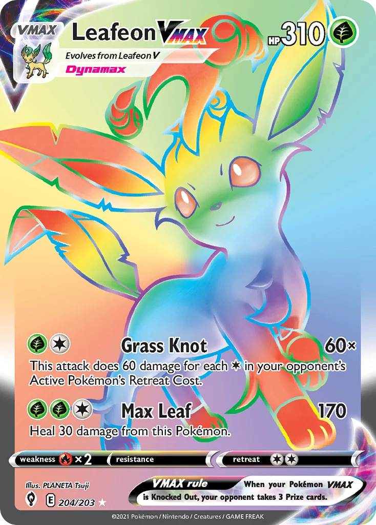 Leafeon VMAX 204 Evolving Skies Pokemon Card