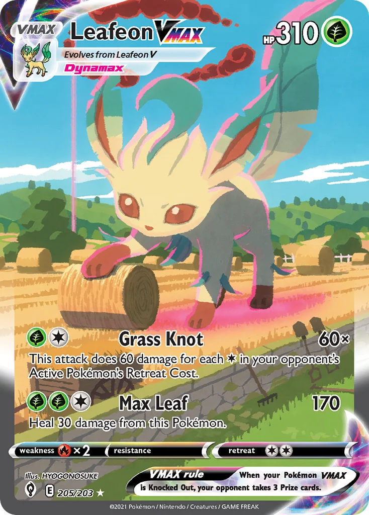 Leafeon VMAX 205 Evolving Skies Pokemon Card