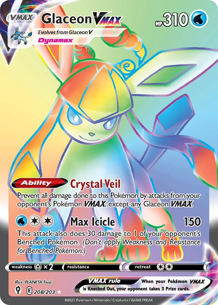 Glaceon VMAX 208 Evolving Skies Pokemon Card