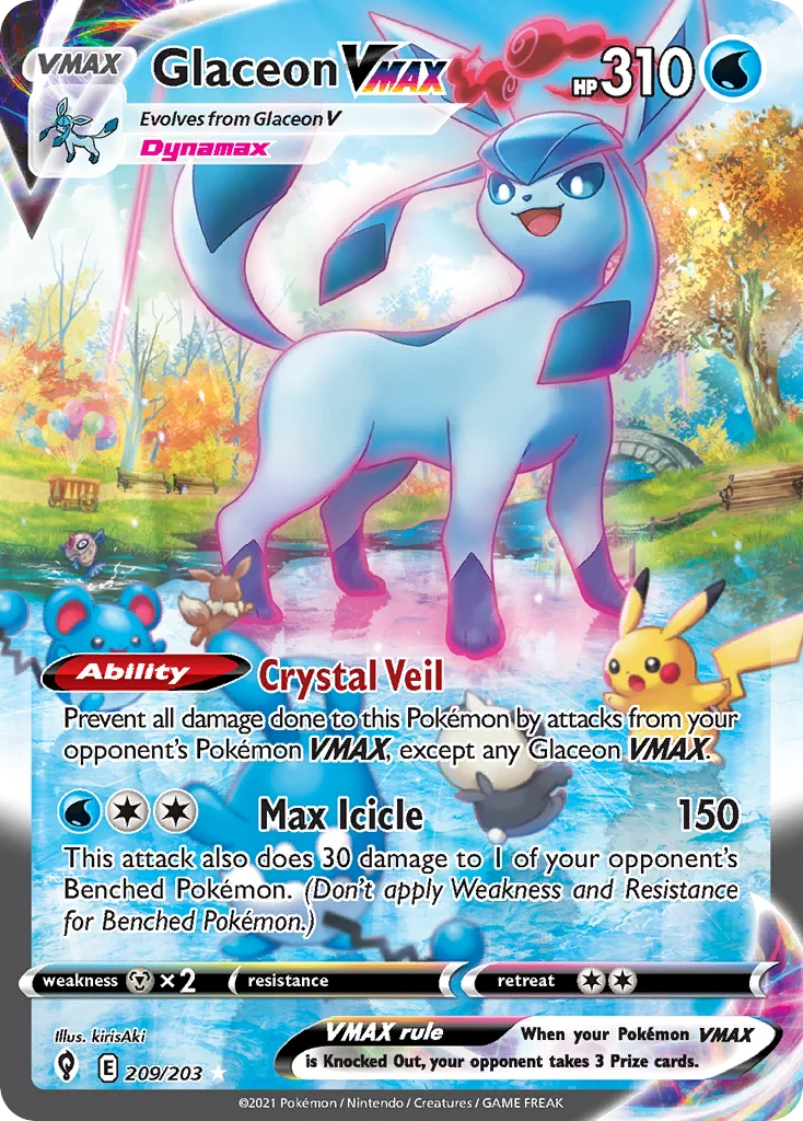 Glaceon VMAX 209 Evolving Skies Pokemon Card