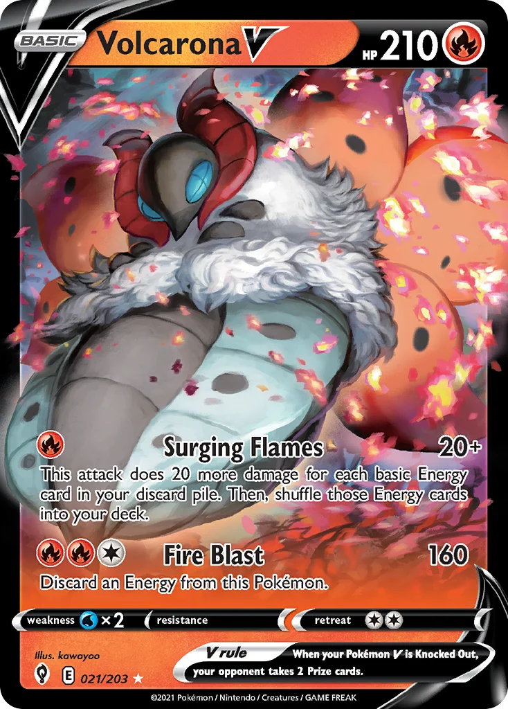 Volcarona V 021 Evolving Skies Pokemon Card