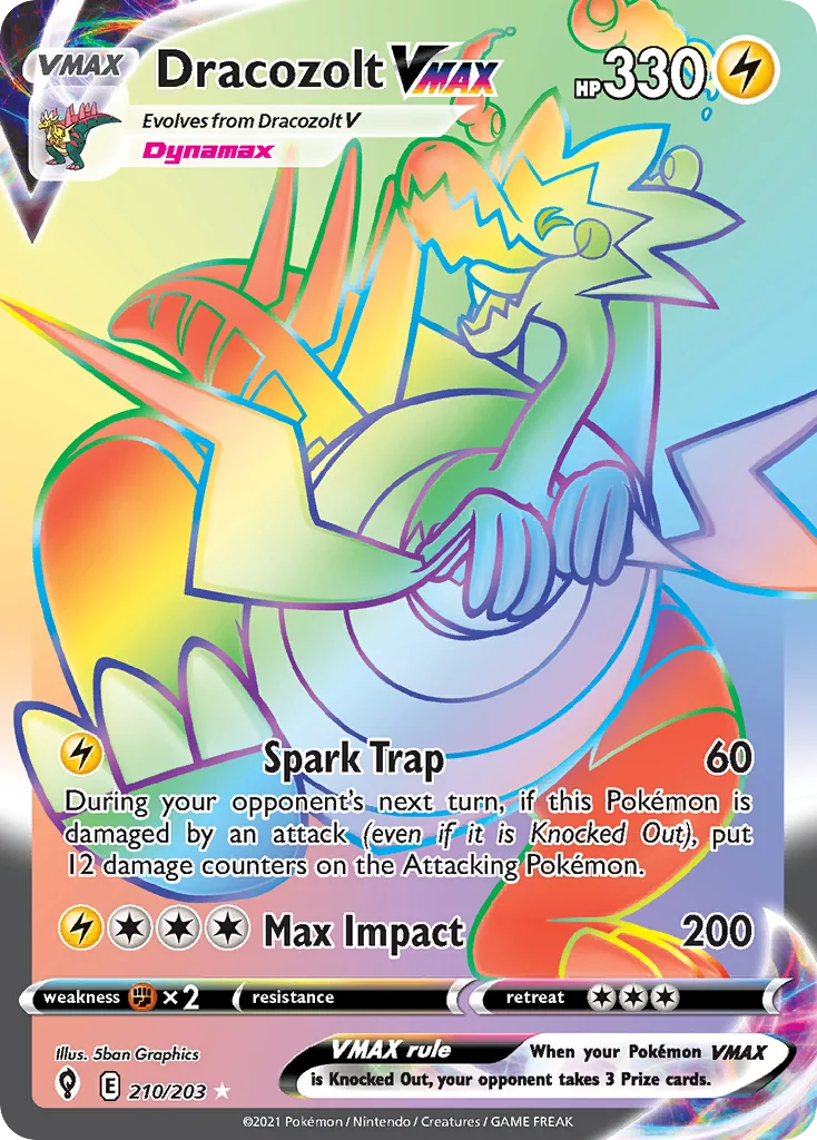 Dracozolt VMAX 210 Evolving Skies Pokemon Card