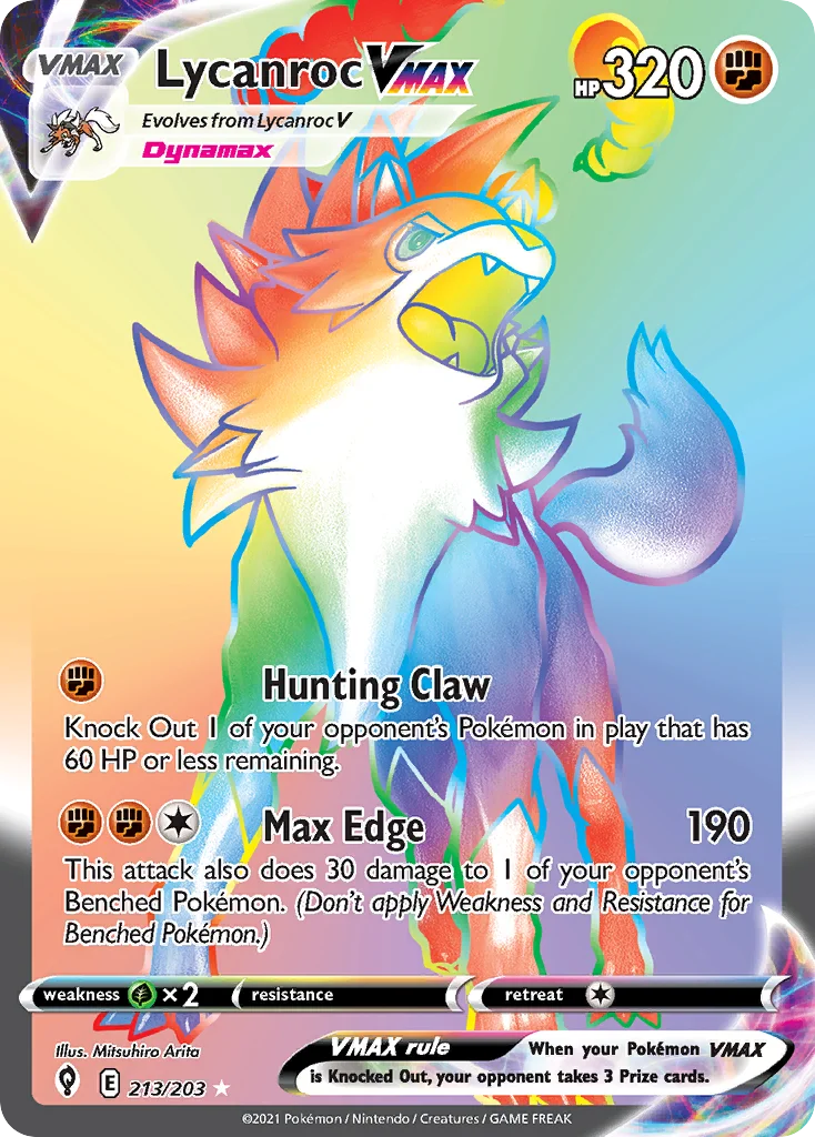Lycanroc VMAX 213 Evolving Skies Pokemon Card