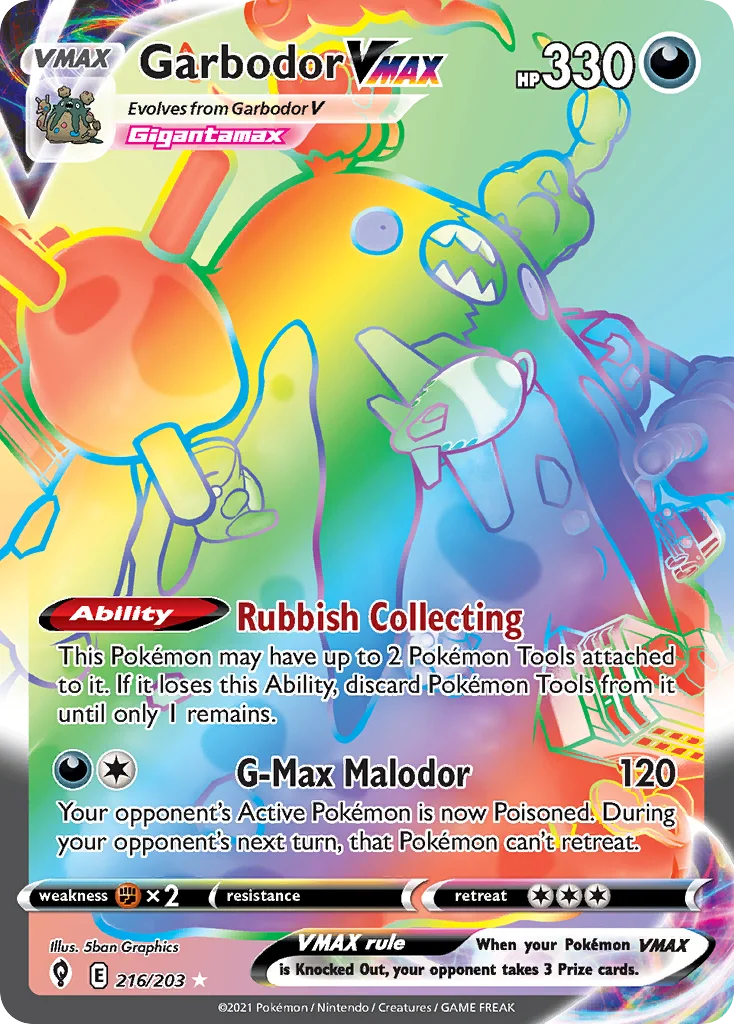 Garbodor VMAX 216 Evolving Skies Pokemon Card