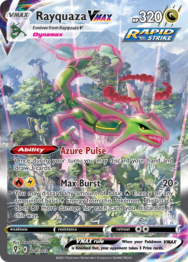 Rayquaza VMAX 218 Evolving Skies Pokemon Card