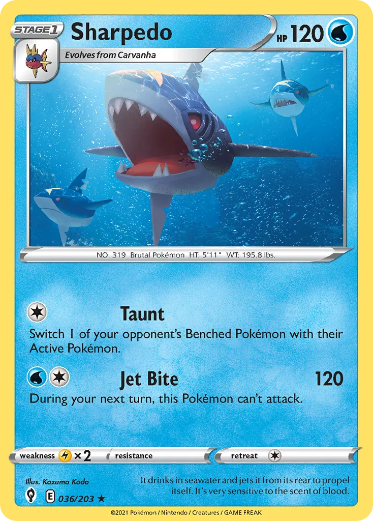 Sharpedo 036 Evolving Skies Pokemon Card