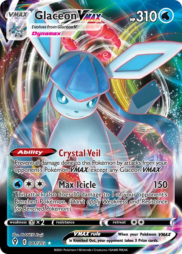 Glaceon VMAX 041 Evolving Skies Pokemon Card