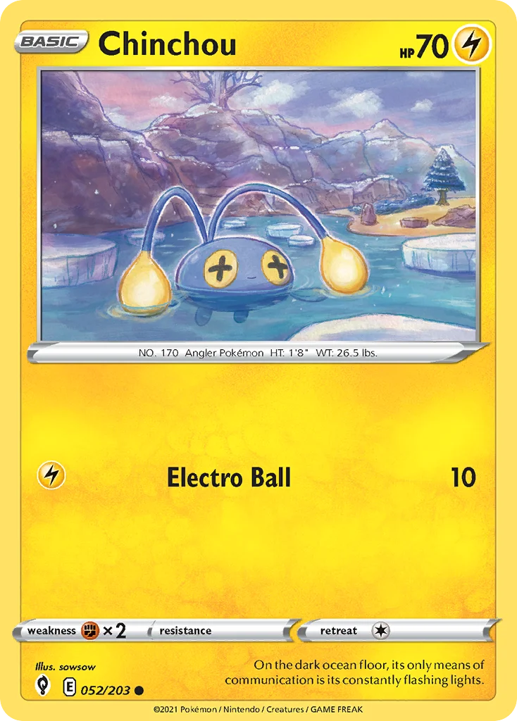 Chinchou 052 Evolving Skies Pokemon Card