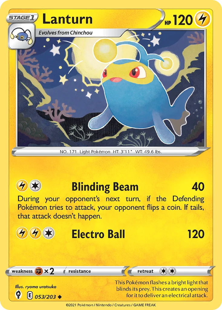 Lanturn 053 Evolving Skies Pokemon Card
