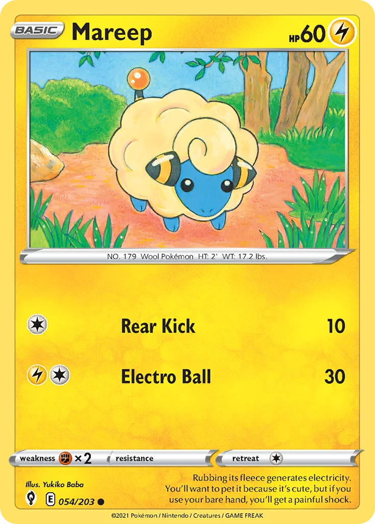 Mareep 054 Evolving Skies Pokemon Card