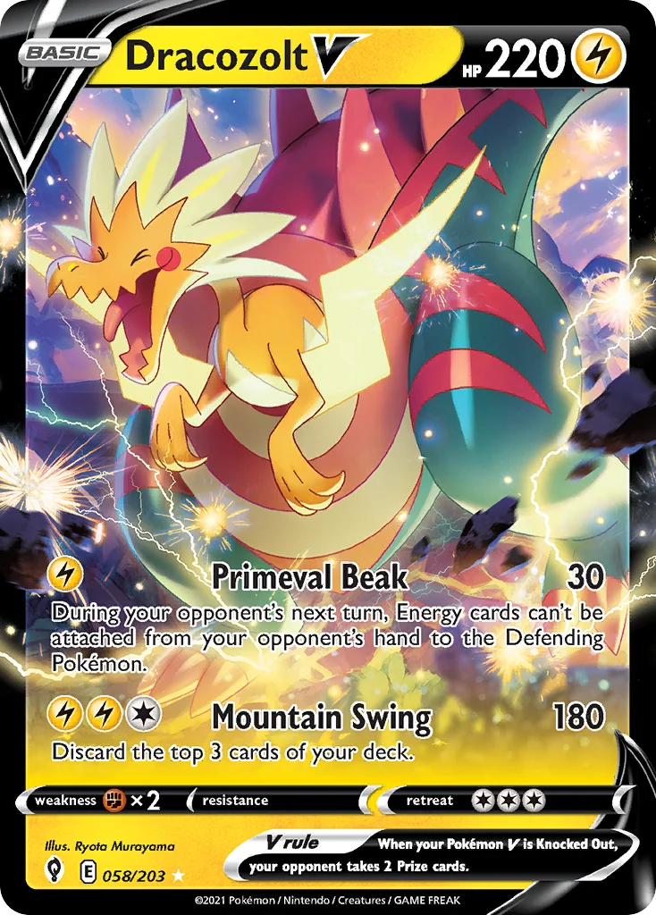 Dracozolt V 058 Evolving Skies Pokemon Card