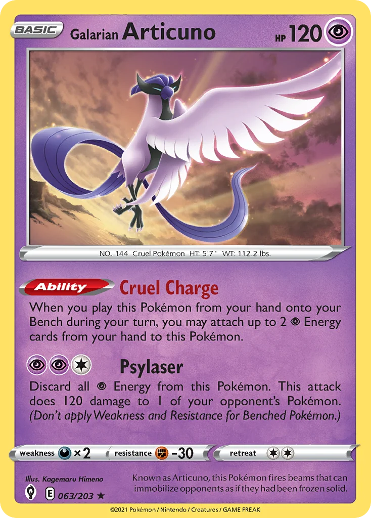 Galarian Articuno 063 Evolving Skies Pokemon Card