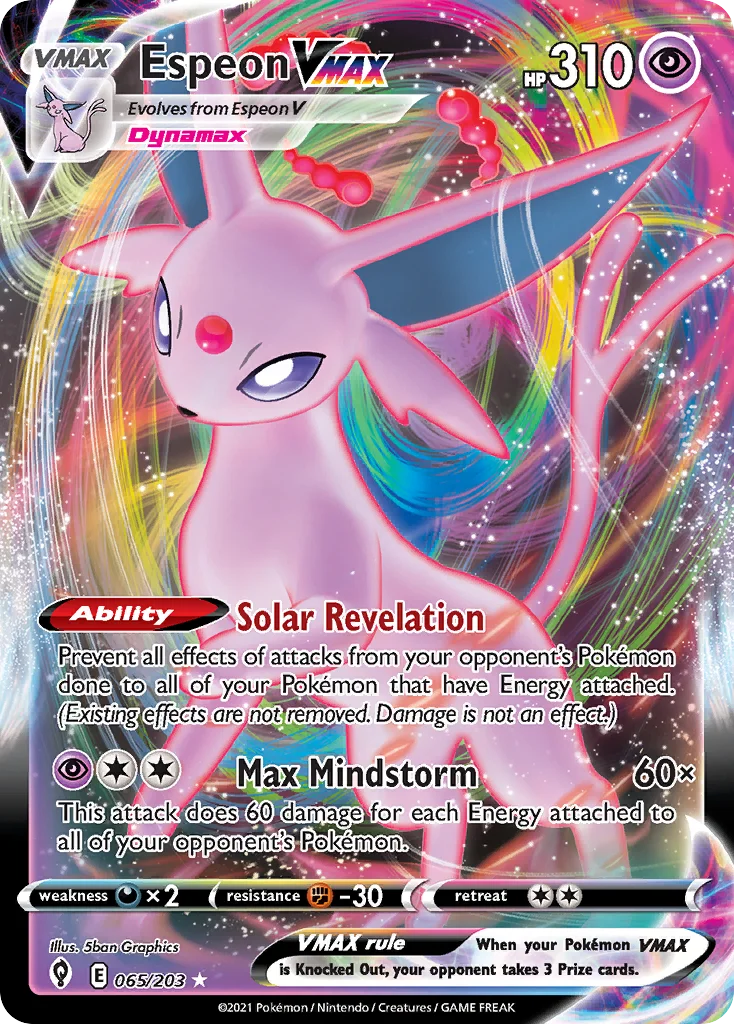 Espeon VMAX 065 Evolving Skies Pokemon Card