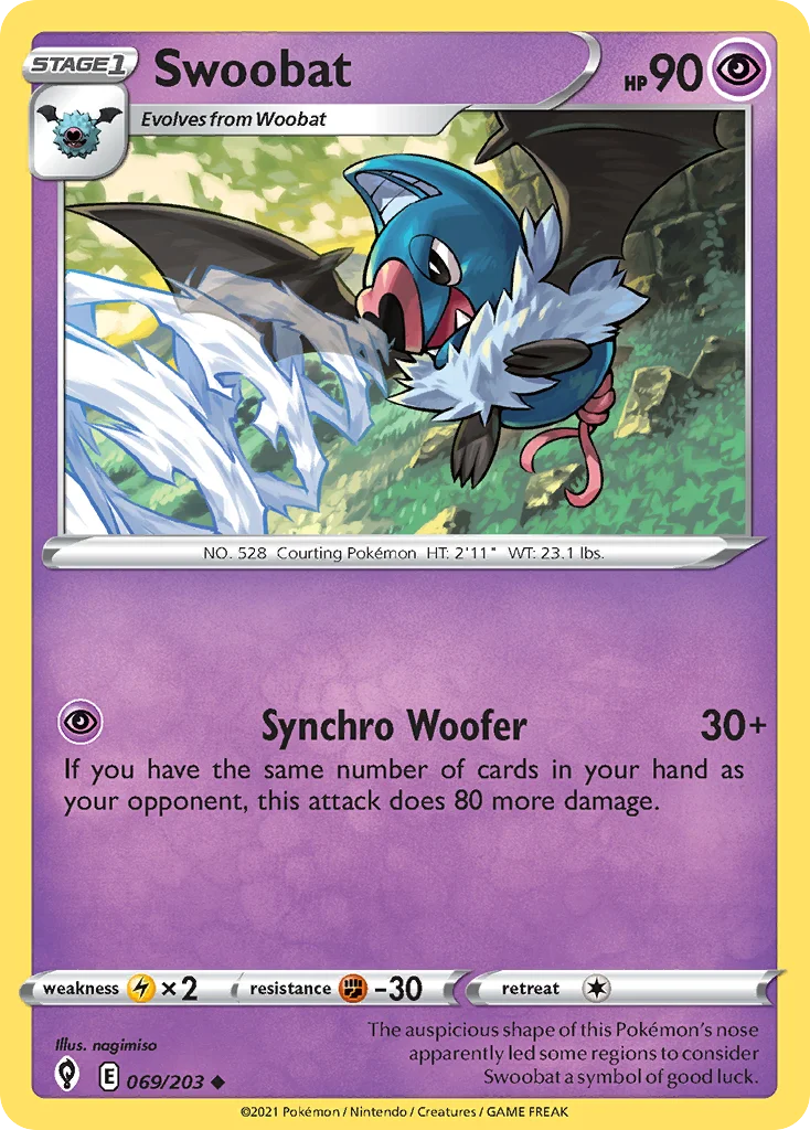Swoobat 069 Evolving Skies Pokemon Card