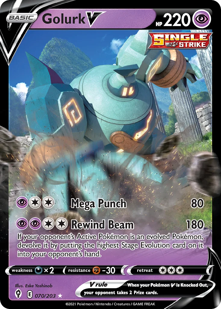 Golurk V 070 Evolving Skies Pokemon Card