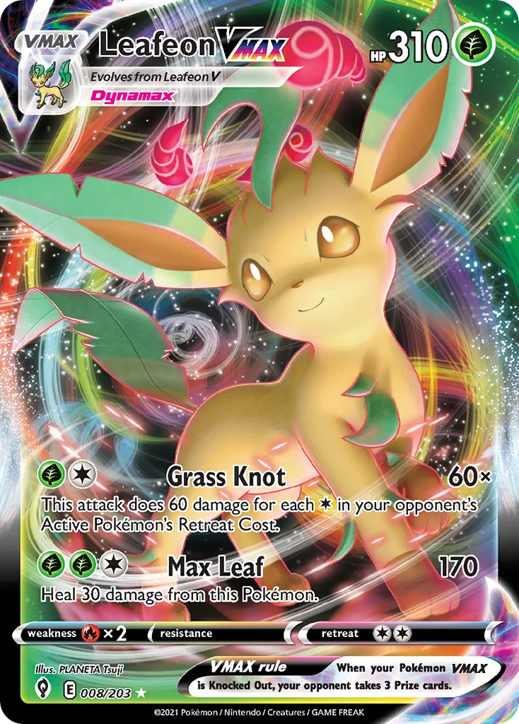 Leafeon VMAX 008 Evolving Skies Pokemon Card