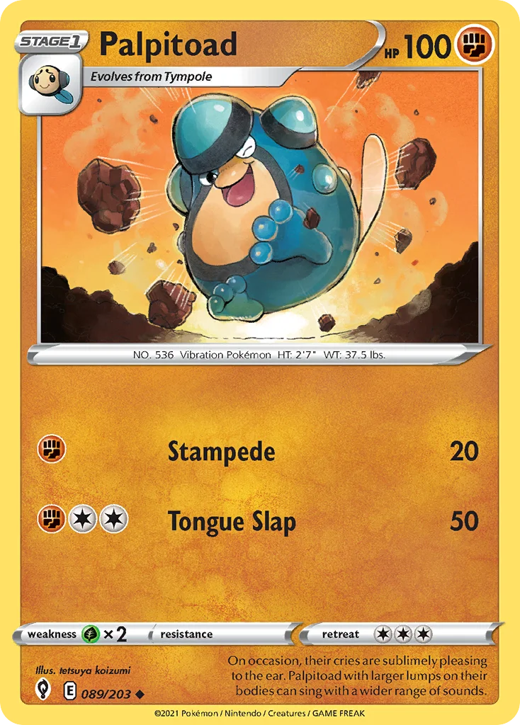 Palpitoad 089 Evolving Skies Pokemon Card