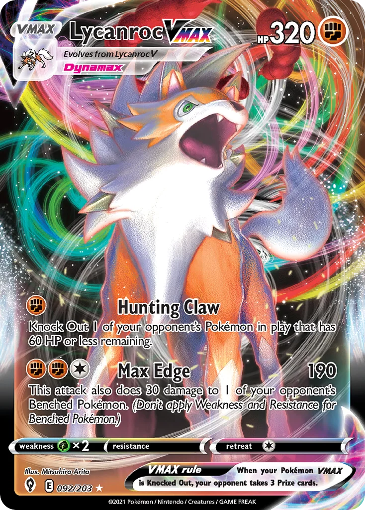 Lycanroc VMAX 092 Evolving Skies Pokemon Card