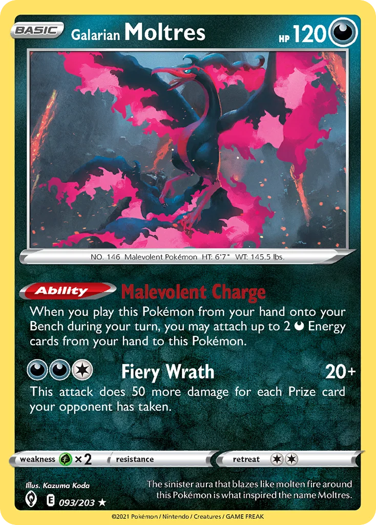 Galarian Moltres 093 Evolving Skies Pokemon Card