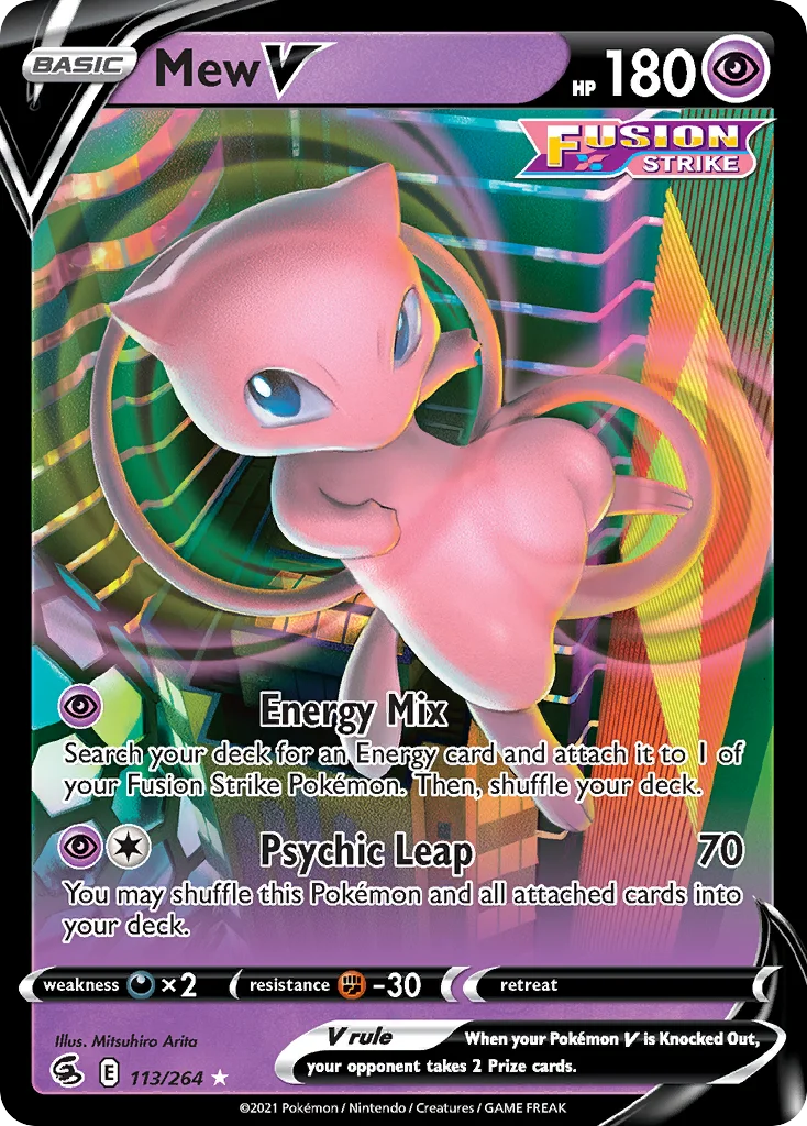 Mew V 113 Fusion Strike Pokemon Card