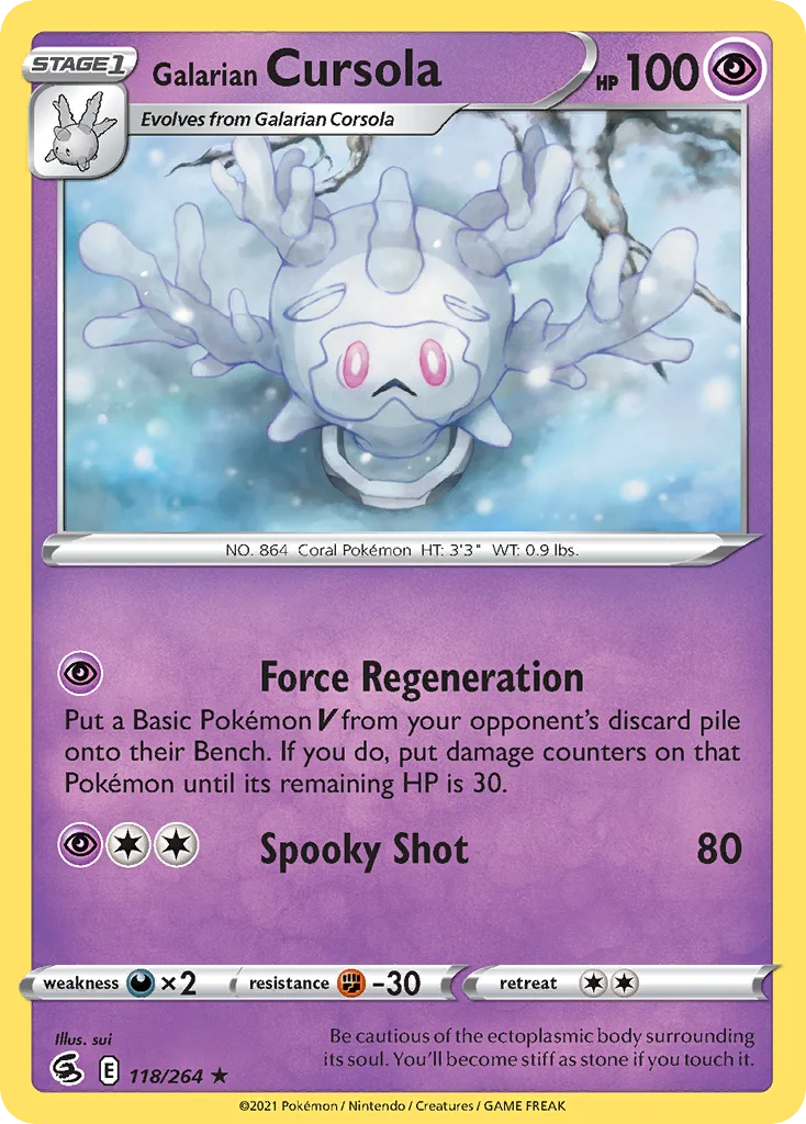 Galarian Cursola 118 Fusion Strike Pokemon Card