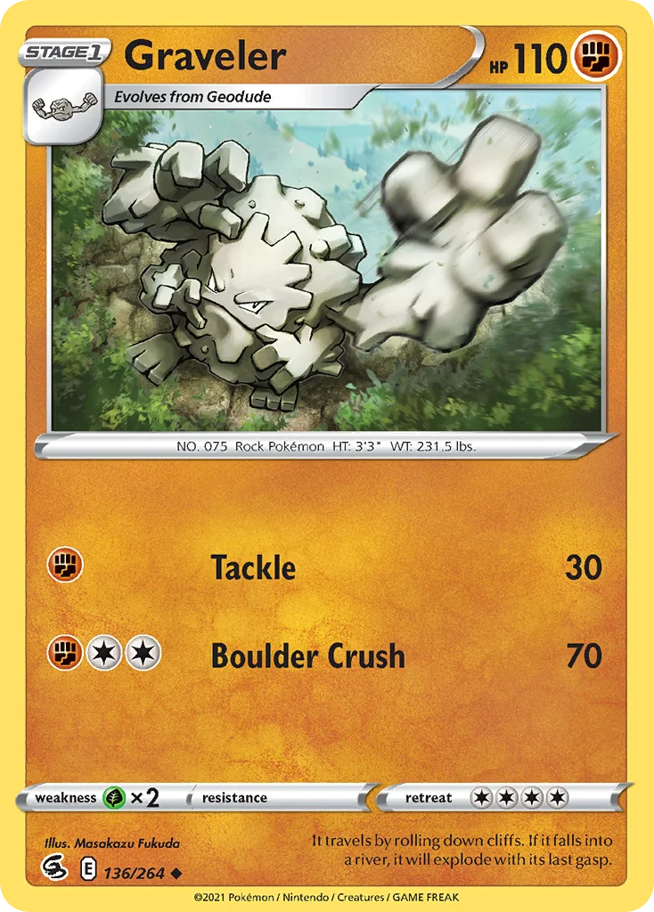 Graveler 136 Fusion Strike Pokemon Card