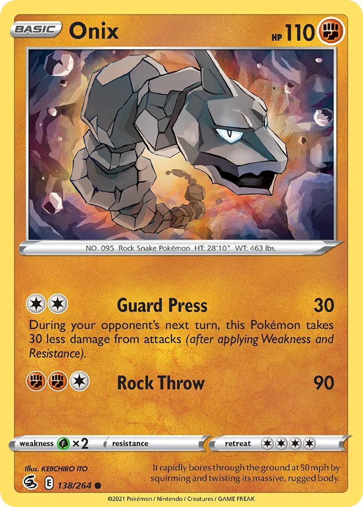 Onix 138 Fusion Strike Pokemon Card