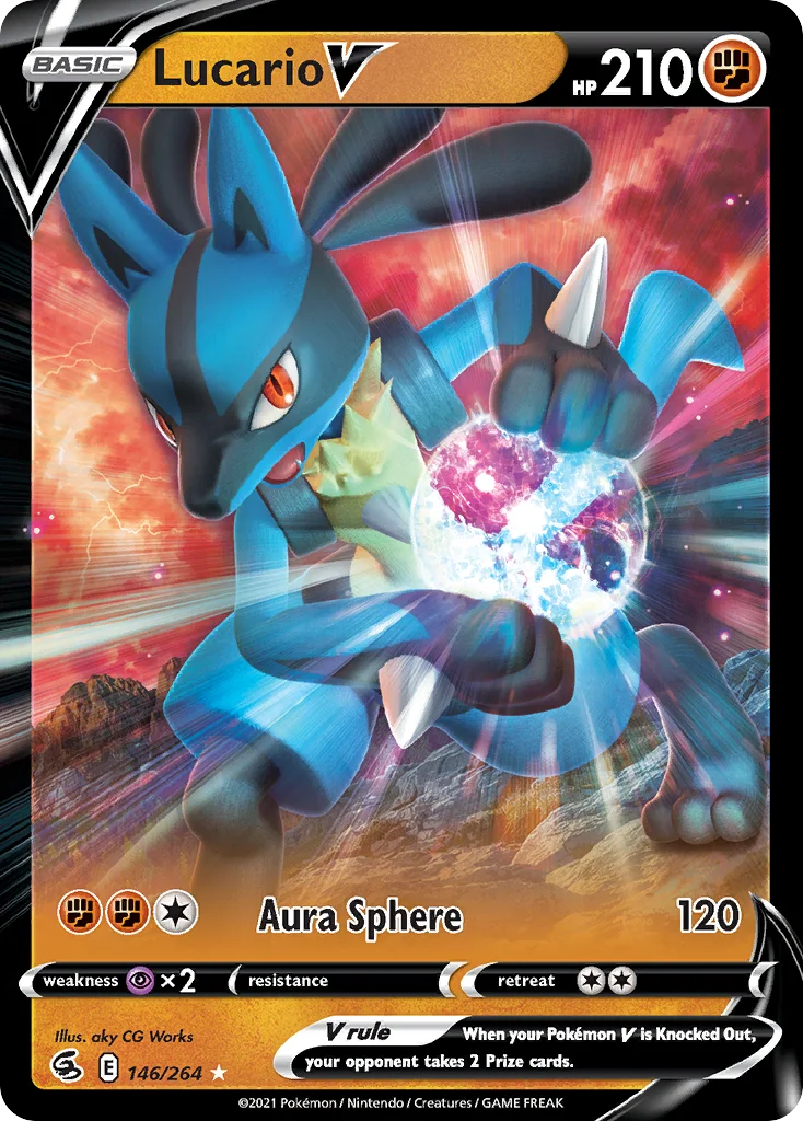 Lucario V 146 Fusion Strike Pokemon Card