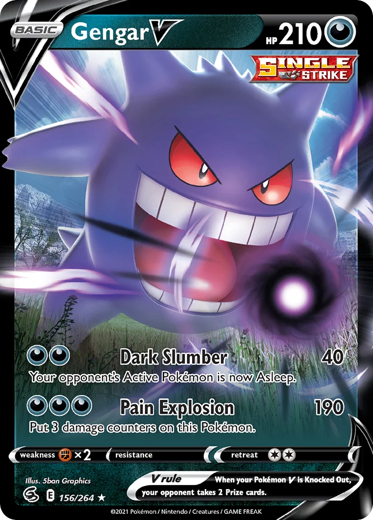 Gengar V 156 Fusion Strike Pokemon Card