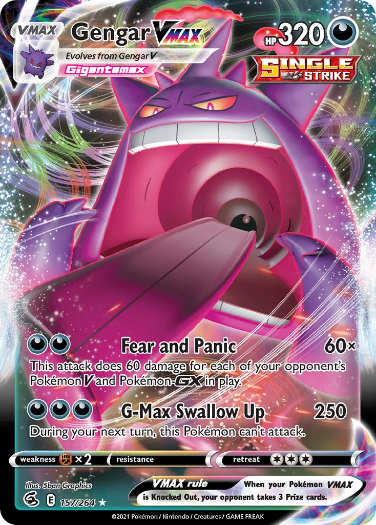 Gengar VMAX 157 Fusion Strike Pokemon Card