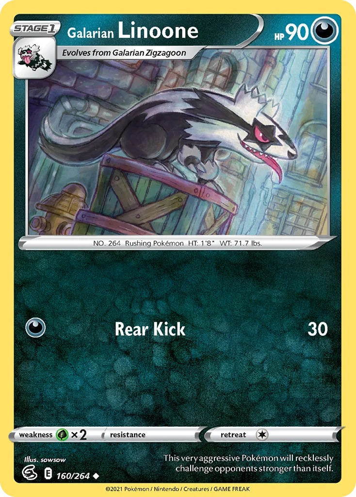 Galarian Linoone 160 Fusion Strike Pokemon Card
