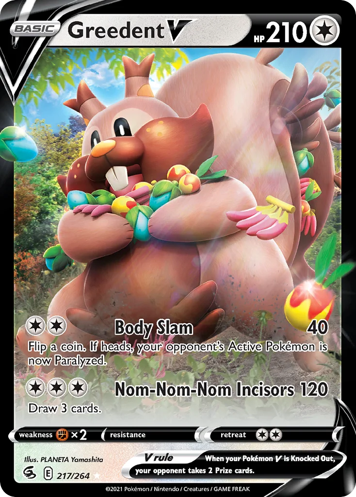 Greedent V 217 Fusion Strike Pokemon Card