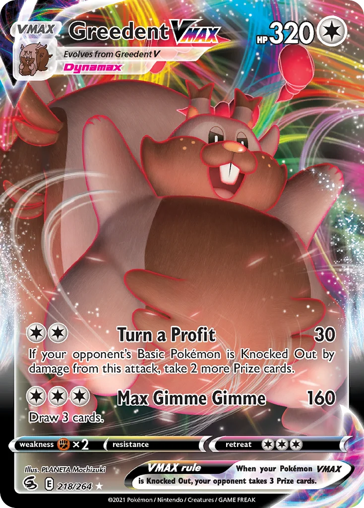 Greedent VMAX 218 Fusion Strike Pokemon Card