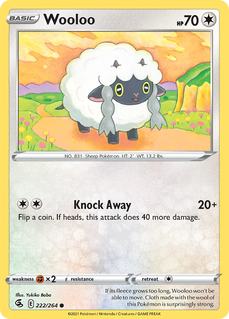 Wooloo 222 Fusion Strike Pokemon Card