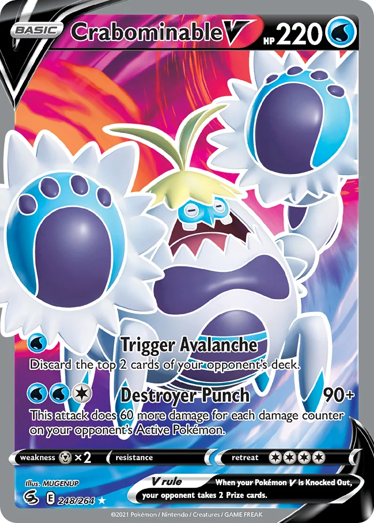 Crabominable V 248 Fusion Strike Pokemon Card